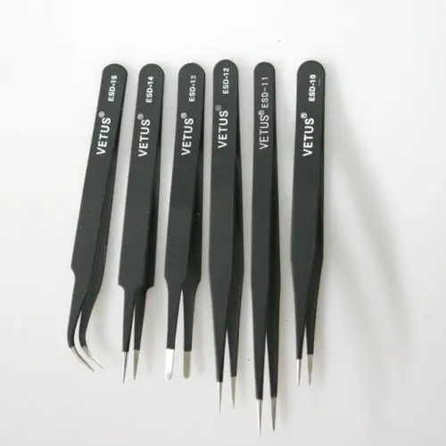 

6Pcs Anti-static ESD Stainless Steel Tweezers Maintenance Tools Industrial Precision Curved Straight Tweezers Repair Tools 2019