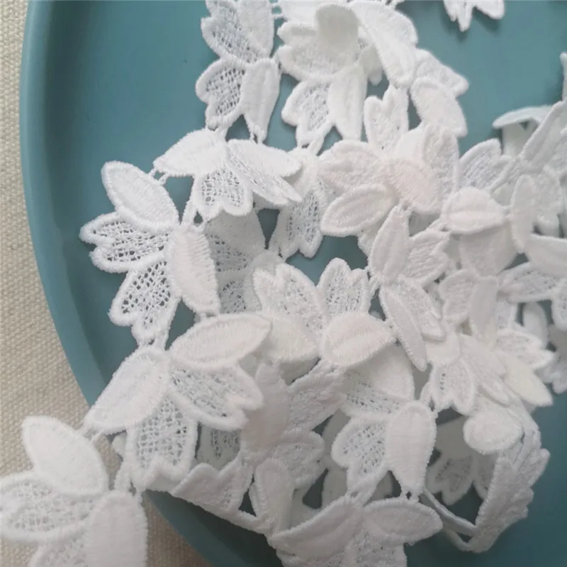 

5CM Wide Off White Polyester Embroidery Water Soluble(no mesh) Lace Trim 10 Yards Wholesale 2020