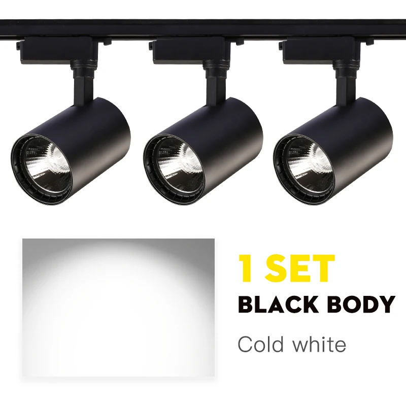 cold white 1 set Трековый светильник 12 Вт 20 Вт 30 Вт 40 Вт COB светодиодный Трековый светильник s светильник Точечный потолочный светильник 220 В Точечный светильник рельсовый светильник для магазина кухонной комнаты - Испускаемый цвет: cold white 1 set