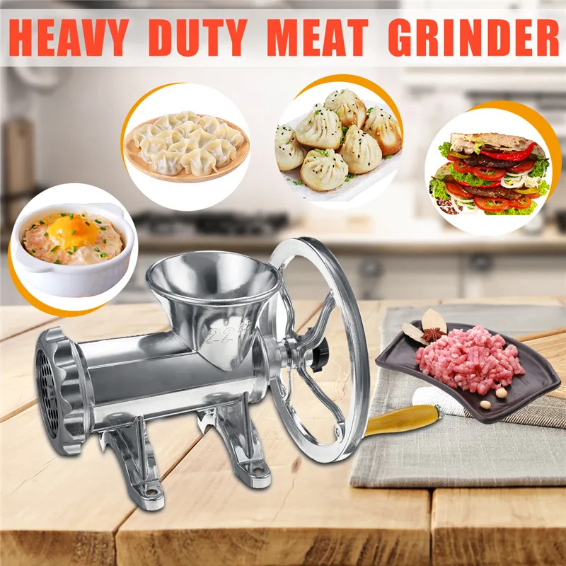 

Hand Crank Meat Grinder 22# Slicer Manual Sausage Stuffer Filler Machine Mincer Aluminum Alloy Noodle Cutter Nut Miller Chopper