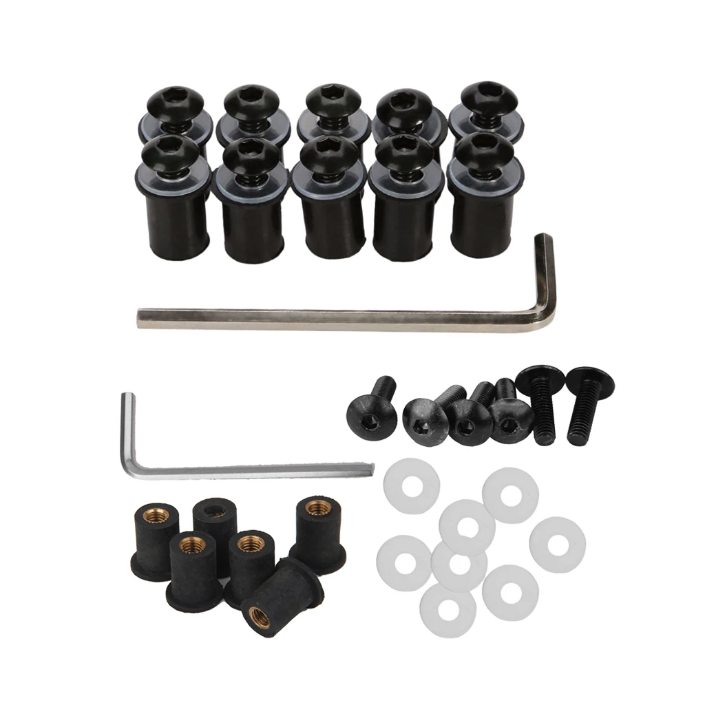 4mm + 5mm Fairing Windscreen Screw Bolt Windshield Mounting Nuts Kit Black |