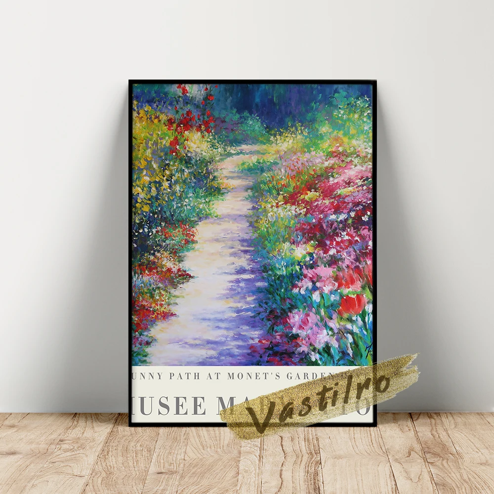 

Claude Monet Exhibition Poster, Monet Flower Garden Oil Painting, Claude Vintage Plant Floral Wall Art, Flower Leaf Art Prints