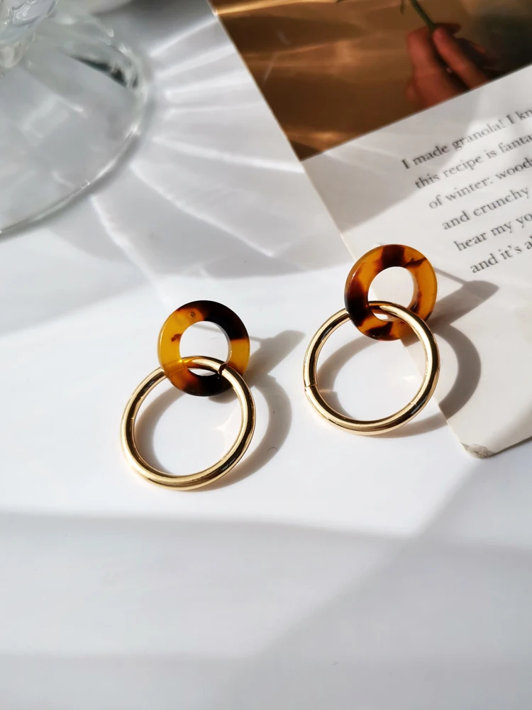 

kshmir S925 earrings new fashion temperament earrings simple geometric circle earrings drop fashion trend leopard grain earrings