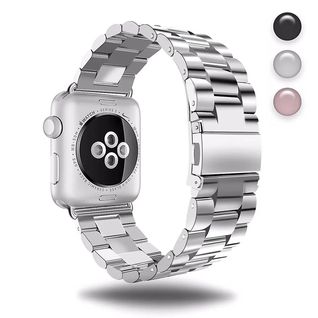

Bracelet Stainless Steel Belt 304 Buckle Silver Watch Strap for Apple Watch SE Series 7 6 5 4 Band 44mm 40mm 42mm 38 Wristband