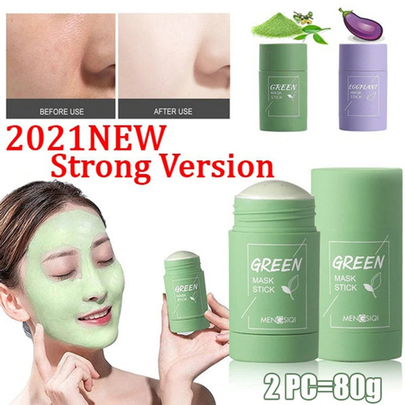 2021 New Hot Green Tea Cleansing Clay Stick Mask Acne Cleansing Beauty Skin Green Tea Moisturizing Hydrating Whitening Care Face