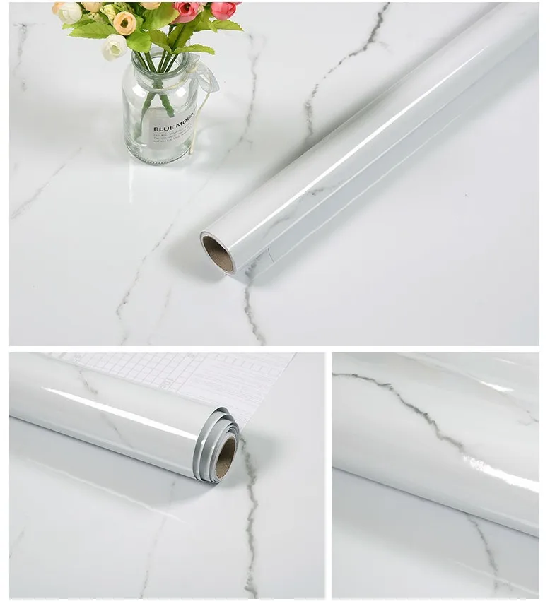 

Modern Kitchen Stickers Waterproof Oilproof Classic Marble Pattern Wall Stickers Protect Desktop One Piece Self-adhesive New
