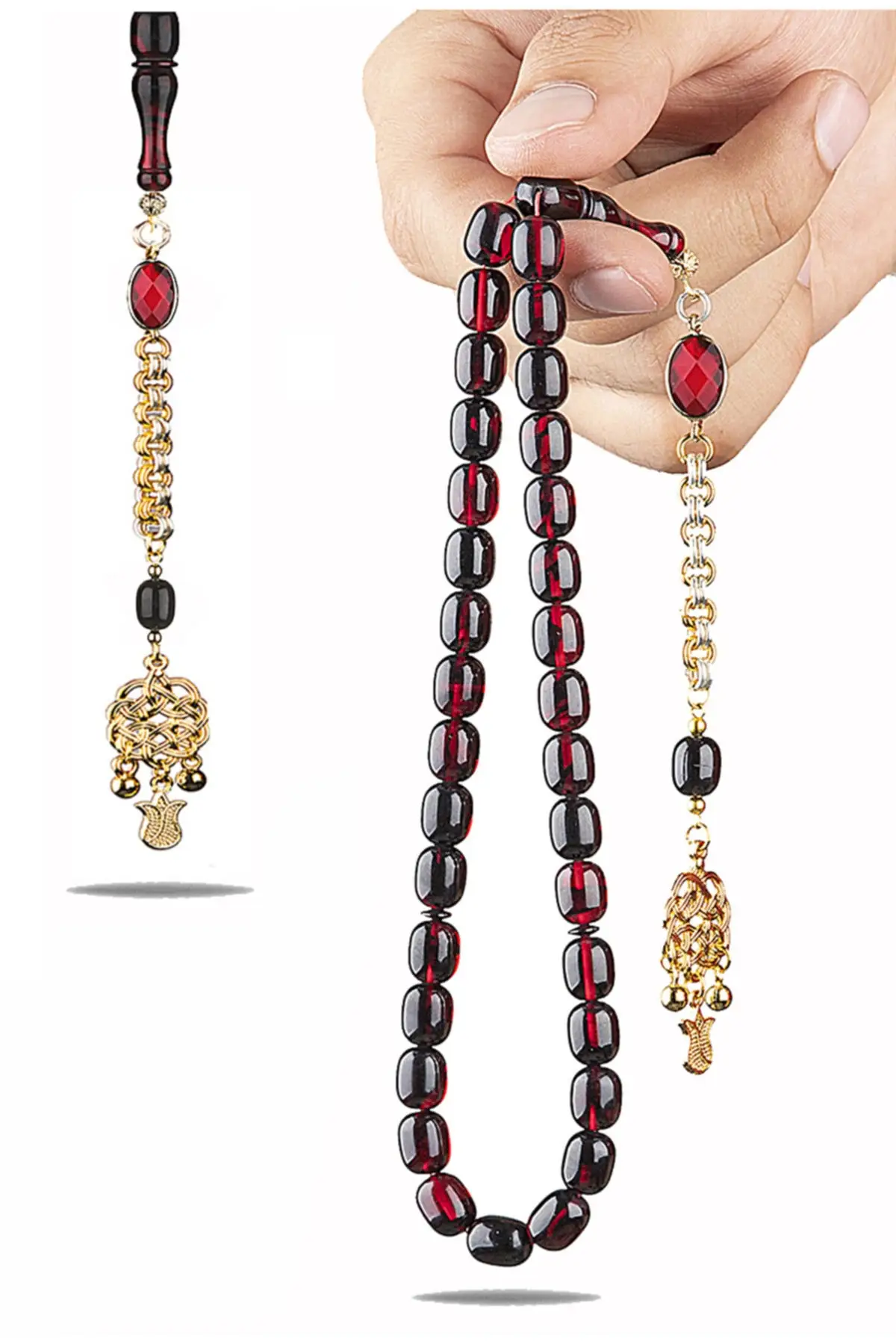

Vip Amber Original Squeezing Amber Prayer Beads 24 K Gold Plated Special Design Tassels Faris Master Rosary Turkish handmade Islamic