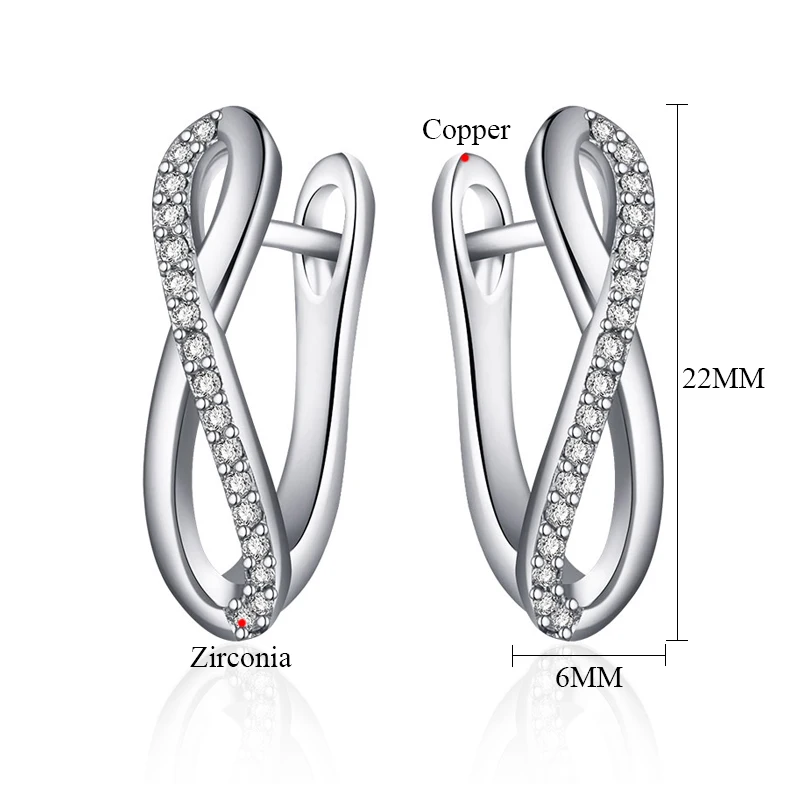 Trendy Gold Infinity Geometric Stud Earrings for Women - 8 Shape Cubic Zirconia Ear Studs, Ideal for Wedding Parties, Jewelry Charm Gifts image 2