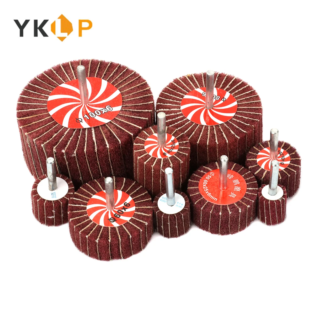 

Non-woven Flap Sanding Wheel Scouring Pad Grinding Wheel with 6mm Shank Polishing Grinding head for Metal Cleaning Red