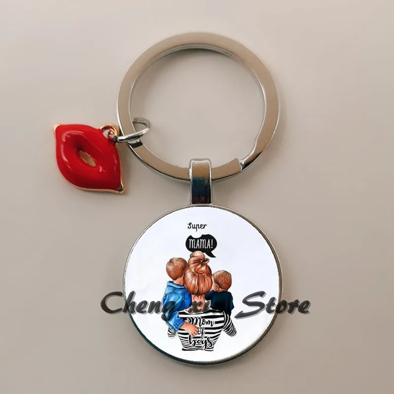 Брелок с кабошоном для семьи Super Mom подарок на день матери мальчиков и девочек |