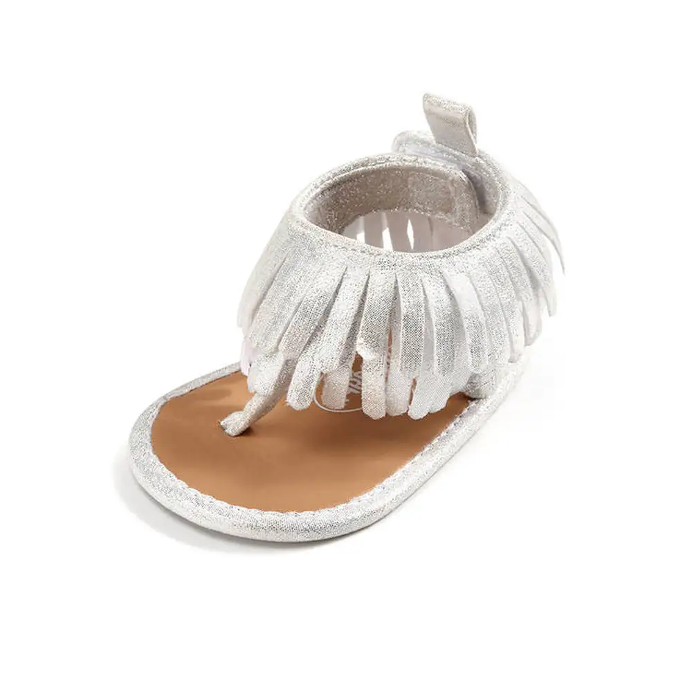Детские сандали для девочек ясельного возраста с блестящей бахромой