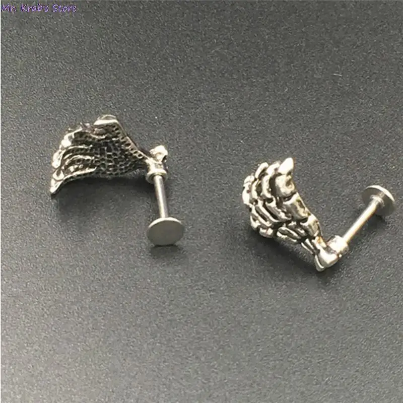 1Pc Skull Shape Body Jewelry Punk Devil Hand Kylie Lip Piercing Skeleton Labret for Women&Men | Украшения и аксессуары