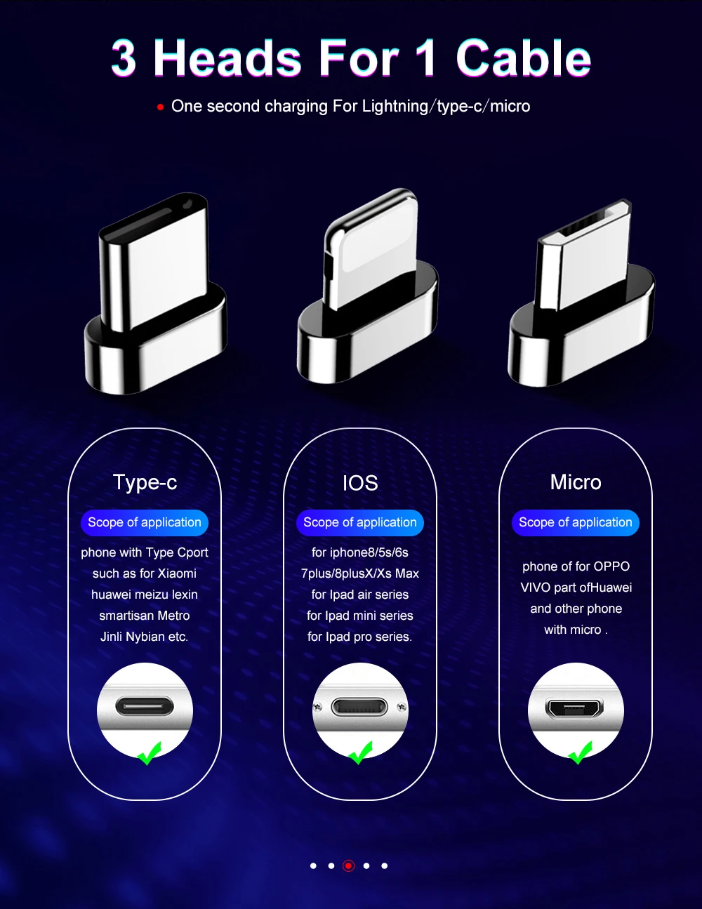 Магнитный кабель Swalle 3 в 1 для быстрой зарядки 2A Магнитный Micro usb type C кабель с многофункциональным адаптером Пылезащитная заглушка