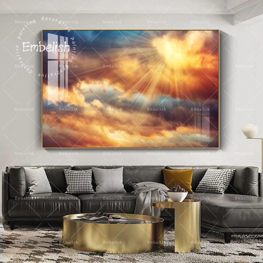 

1 Pieces Sunrise Abstract Clouds Landscape Wall Art Posters For Living Room HD Print On Canvas Paintings Home Decor Wall Picture