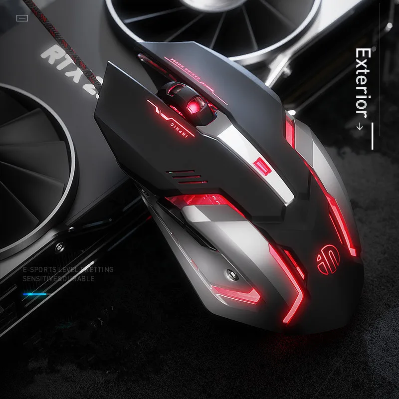 Проводная геймерская профессиональная светодиодный вая мышь 4000DPI Регулируемая