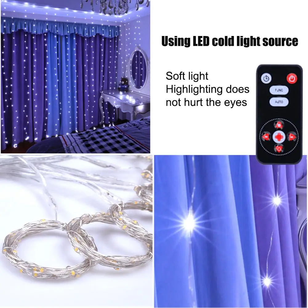 

Curtain String Light LED Fairy Garland Curtain Lamp Remote Control USB String Lights For Home 2020 New Year Christmas Decoration