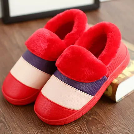

waterproof women men home keep warm shoes,Winter rainbow colorful warm shoes Size 35-44 fur upper cotton-padded slippers lovers