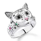 Женское кольцо с граффити и изображением головы кошки