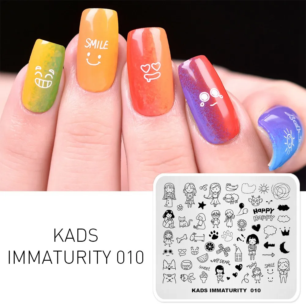 Immaturity 010 KADS стемпинг пластины для стемпинга штамп для стемпинга 23 дизайн Хэллоуин цветок стемпинг для ногтей пластины для ногтей трафареты для ногтей стемпинг пластины для маникюра стэмпинг печать для ногтей дизайн ногтей - Цвет: Immaturity 010