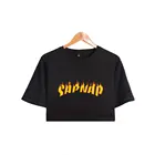 Кроп-топ SAPNAP Merch, футболка с открытым пупком, топы большого размера с круглым вырезом, Женская забавная футболка