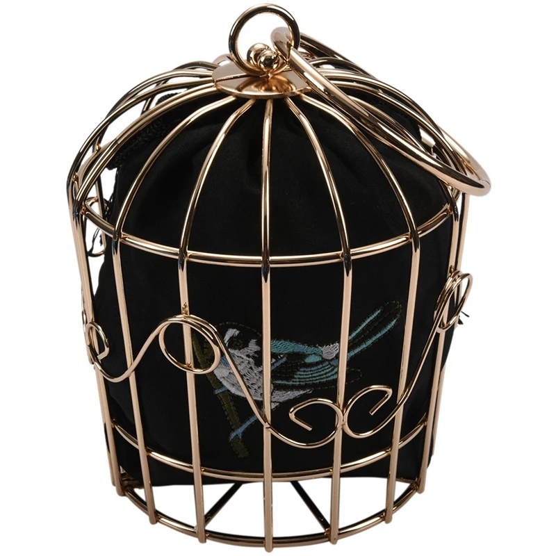 

2 Pcs Personality Bird Cage Women Handbag Tote Metal Cage Girls Top-Handle Bags,14X16X14Cm & 23X14X16Cm