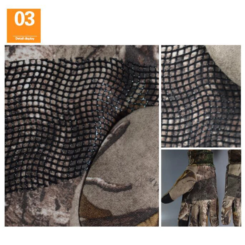 Мужские зимние теплые перчатки CamouflageTouch для рыбалки Нескользящие с закрытыми