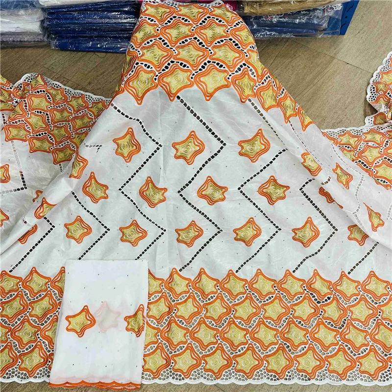 

5 + 2 Yards With Scarf African Bazin Riche Fabric Brode Latest Fashion Embroidery Basin Lace HL031802