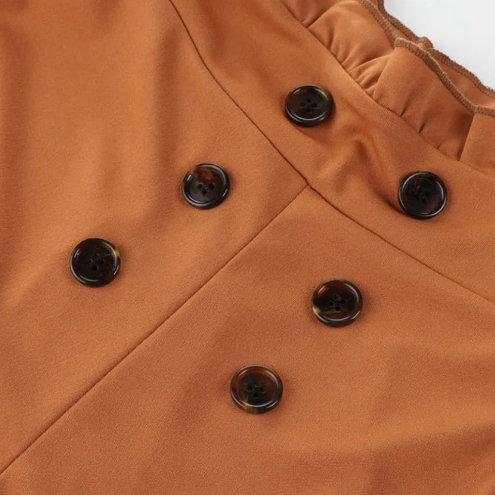 

Women Solid Color Lace Button High Waist Slim Streetwear Tight Pants Trousers