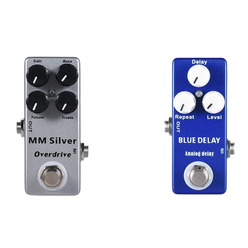 

2X MOSKY MM Silver & Deep Blue Electric Guitar Overdrive Effect Pedal Full Metal Shell True Bypass