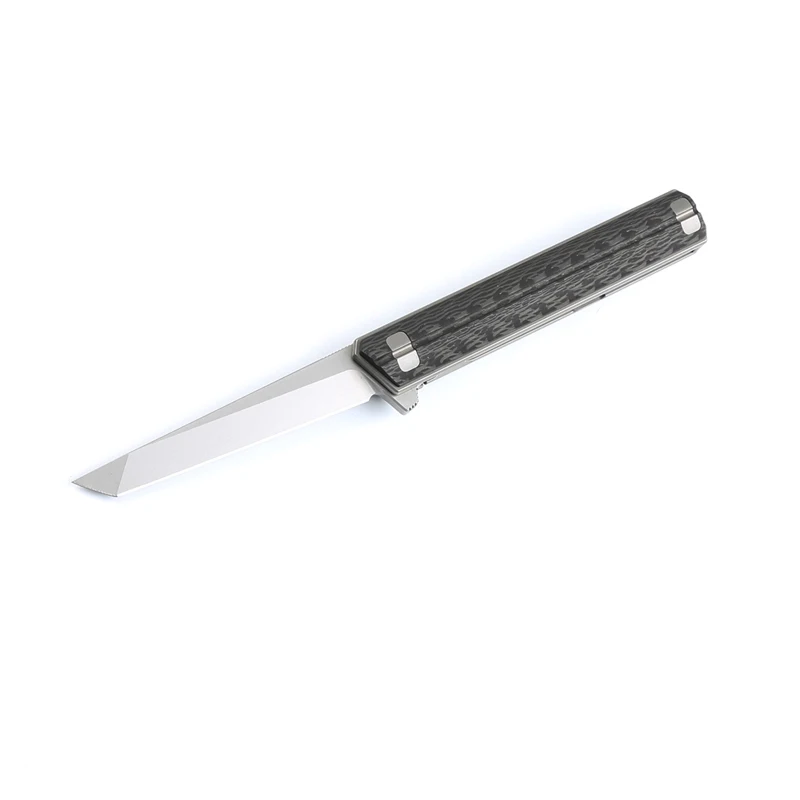 Online Dicoria Kecil Quartermaster D2 Blade Fiber Karbon Menangani Sirip Pisau Lipat Mengalahkan Camping Berburu Pocke Pisau EDC Alat