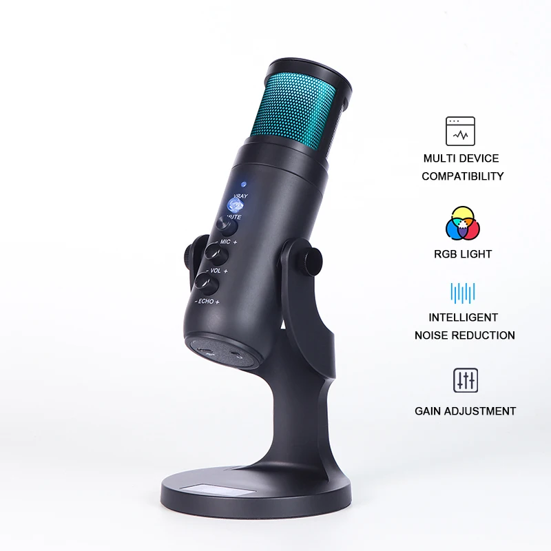 

Condenser Microphone for iPhone Android laptop Computers Professional USB Mic with Earphone jack for Gaming Streaming Video