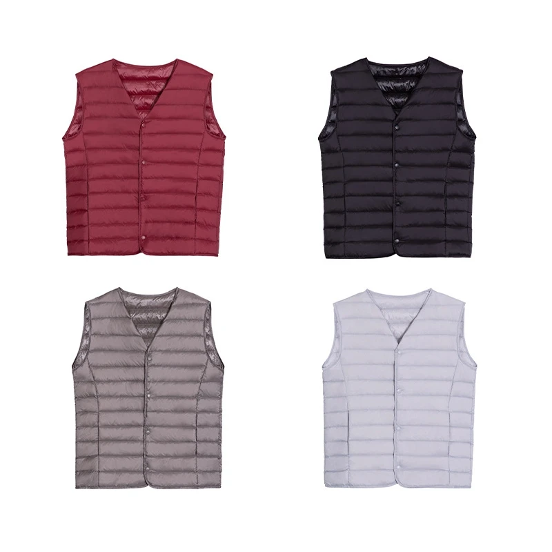 NewNewBang Spring Couples V-Neck Man's Ultra Light Down Vest Zipper Waistcoat Warm Liner Vest Portable