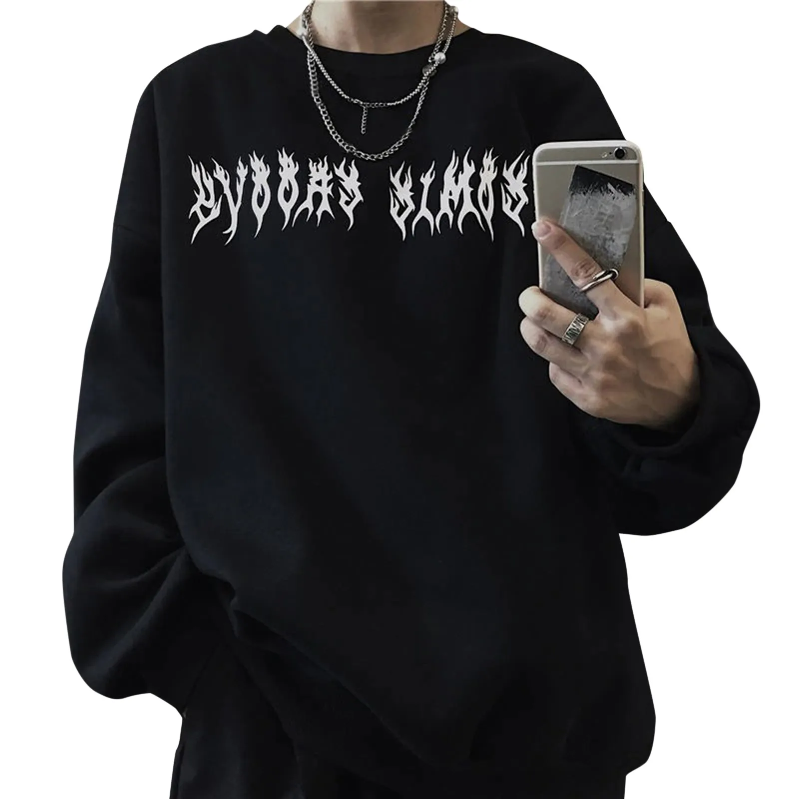 

Свитшот женский с принтом, винтажный свободный спортивный топ с длинным рукавом, с графическим принтом, с открытыми плечами, уличная одежда ...