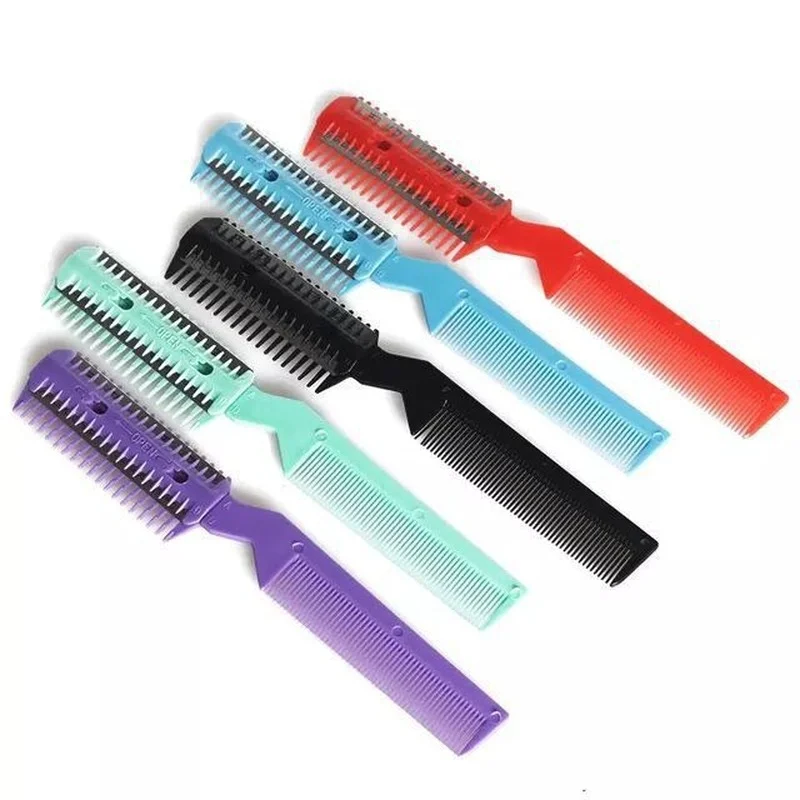 

1Pc Hair Cutting Comb Hot Handle Hair Brushes with Razor Blades Cutting Thinning Trimmin Hair Salon DIY Styling Tools