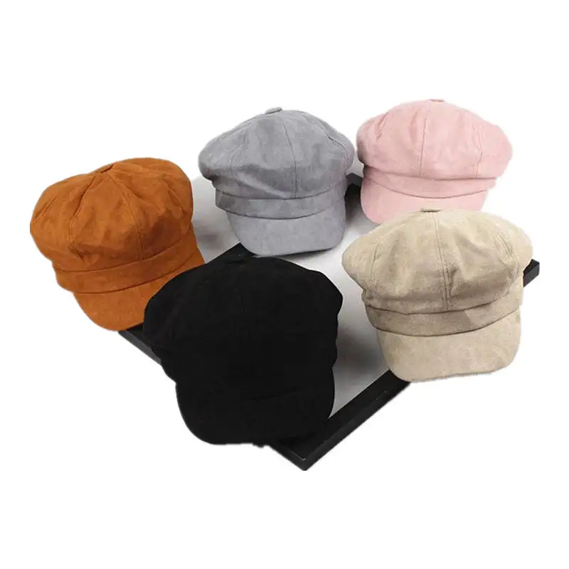 

Winter Warm Solid Octagonal Hats for Women and Girl Berets Painter Hat Beanie Cap 01