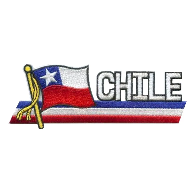 

Chile Iron On Embroidery Flag Patches Twill Decorations for Clothes Client's Design are Welcome Custom Any Design and MOQ50pcs