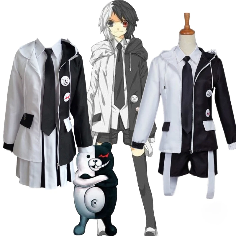 

Anime Danganronpa V3: Killing Harmony Monokuma Cosplay Costume Unisex Outfits Monokuma Personification Suits with Wigs