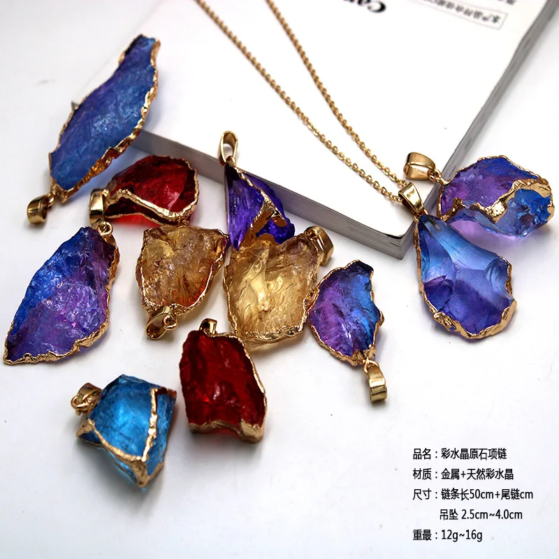 

BOEYCJR Natural Stone Simple Metal inlay Necklace Chain Jewelry Vintage Energy Stone Pendant Necklace for Women