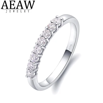 AEAW 14k 화이트 골드 0.25ctw 2mm DF 라운드 컷 약혼 & 웨딩 모이사나이트 랩 여성용 다이아몬드 밴드 반지, 모이사나이트