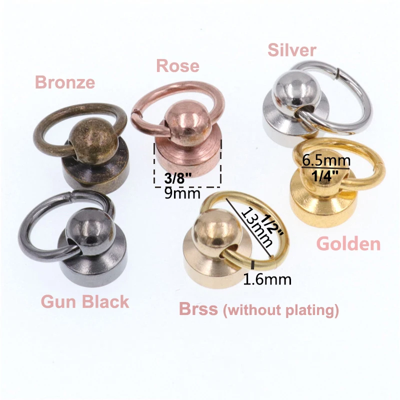 10 шт. латунные шаровые штифты с круглым кольцом заклепки на кнопках для одежды