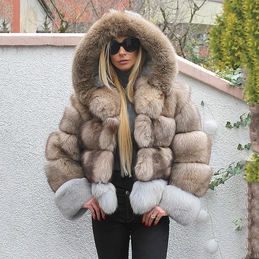 Enlarge TOPFUR Real Fur Coat Women Winter Coat Women Natural Fox Fur Coat With Hooded Women Puls Size Real Genuine Leather Jacket Winter