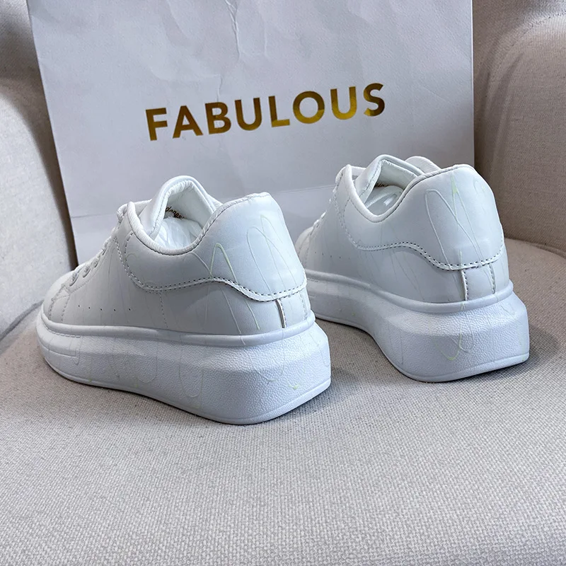

Women Fashion Sneakers Chunky Platform Lace Up Vulcanized Shoes Designers Basket Female Leather Casual Shoes Woman 2020 Summer