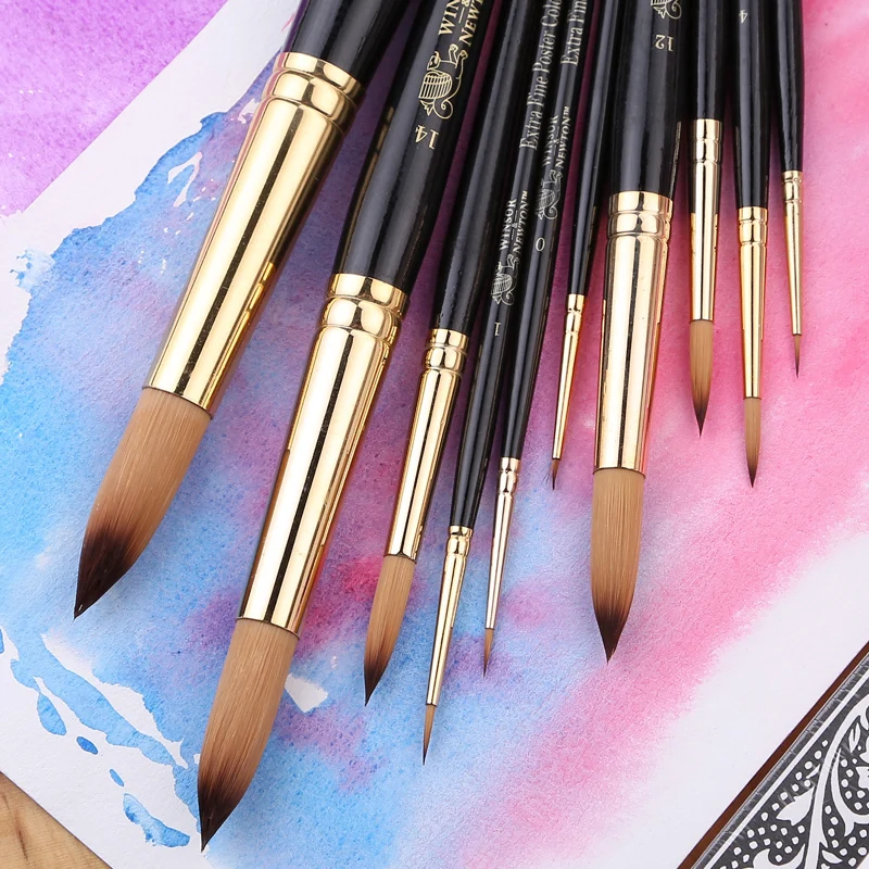 Winsor & Newton черные нейлоновые круглые кисти для рисования гуаши