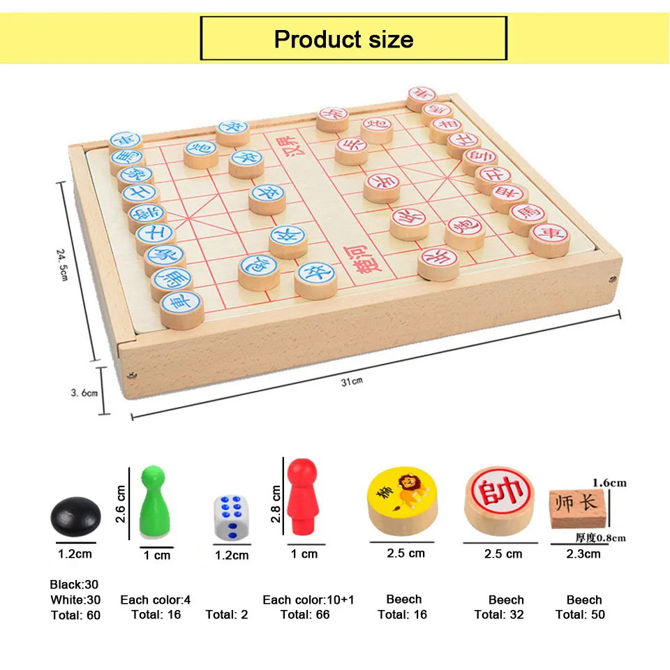 7 в 1 деревянный Шахматный набор шахматная игра шашки Go китайские шахматы военные