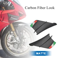 universal motorcycle matte carbon fiber look side black winglets wind fin spoiler trim cover air deflector