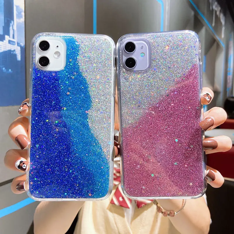 Блестящий чехол для телефона iPhone 11 Pro XS Max X XR блестящий с блестками 6 6S 7 8 Plus мягкий