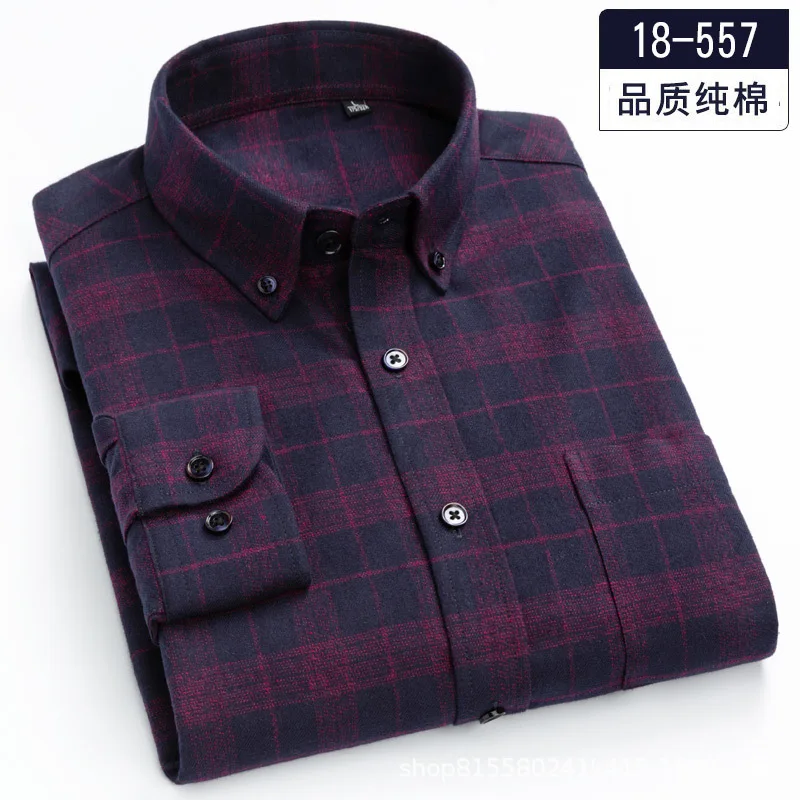 

2020 new autumn and winter men's shirt cotton plaid shirt long sleeve young and middle-aged shirt