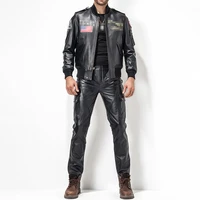 new 2022 pantalones de hombre calcas plus size 29 35 fashion leather pants motorcycle pants men genuine leather straight pants