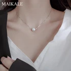 Женское ожерелье с подвеской MAIKALE, жемчужное ожерелье из серебра и 925 пробы 10 мм