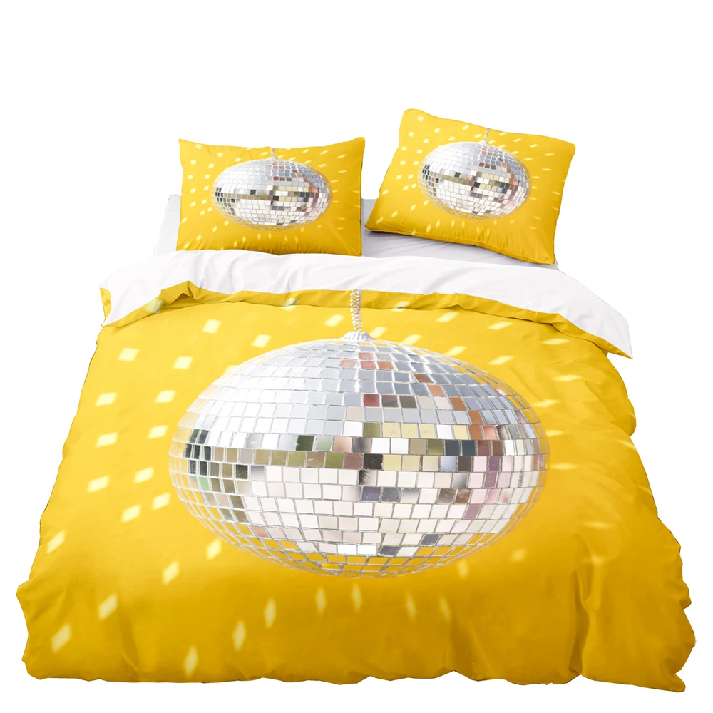 

HD Printing Silver Ball Pattern Duvet Cover Set 175x220 Pillowcase 3Pcs,200x220 Quilt Cover,Blanket cover,Yellow Bedding Set